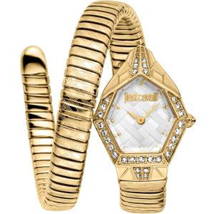 JUST CAVALLI Signature Snake Silver Dial 23x32.5mm Gold Stainless Steel Bracelet JC1L303M0025 - 50980