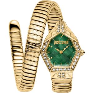 JUST CAVALLI Signature Snake Green Dial 23x32.5mm Gold Stainless Steel Bracelet JC1L303M0035 - 50946