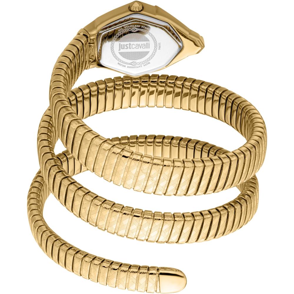 JUST CAVALLI Signature Snake Red Dial 23mm Gold Stainless Steel Bracelet JC1L304M0035