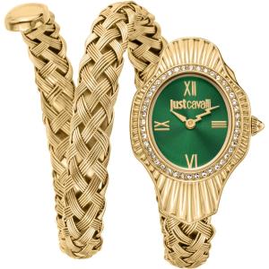 JUST CAVALLI Signature Snake Green Dial 23mm Gold Stainless Steel Bracelet JC1L305M0035 - 47653