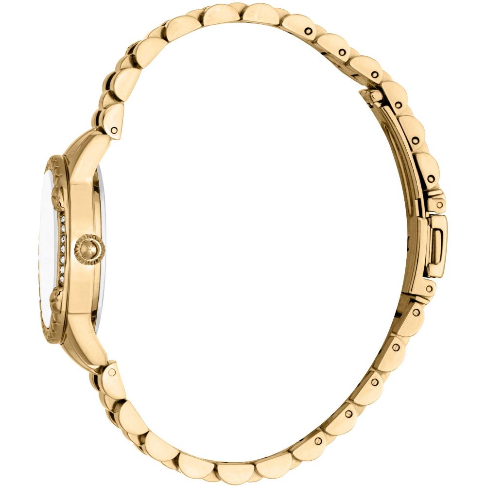 JUST CAVALLI Snake White MOP Dial 30mm Gold Stainless Steel Bracelet JC1L310M0065