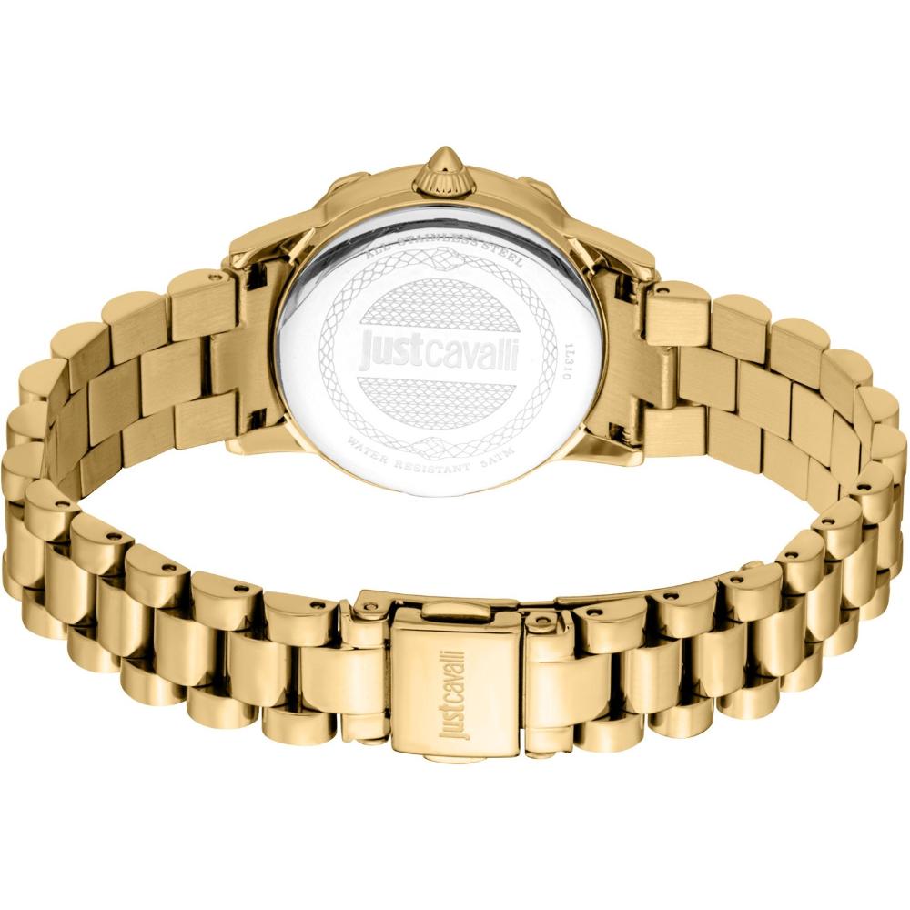 JUST CAVALLI Snake White MOP Dial 30mm Gold Stainless Steel Bracelet JC1L310M0065