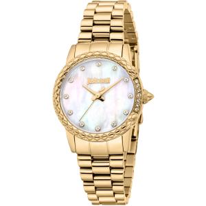 JUST CAVALLI Snake White MOP Dial 30mm Gold Stainless Steel Bracelet JC1L310M0065 - 60888