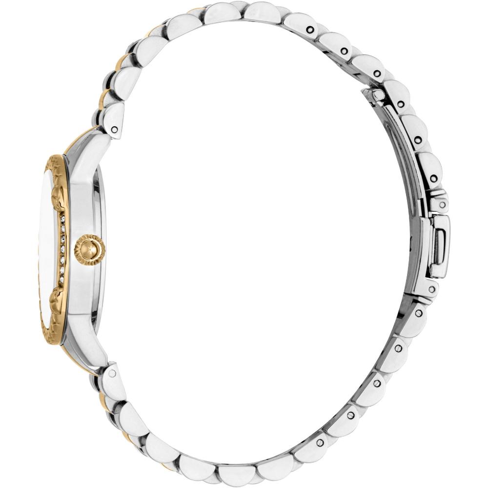 JUST CAVALLI Snake White MOP Dial 30mm Two-Tone Gold Stainless Steel Bracelet JC1L310M0095