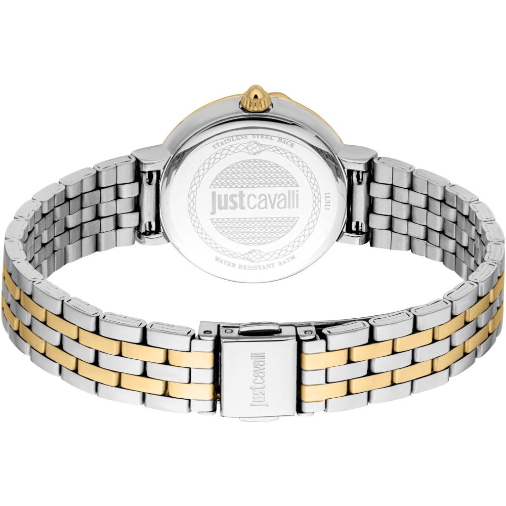 JUST CAVALLI Snake Gift Set Silver Dial 30mm Two Tone Gold Stainless Bracelet JC1L311M0055