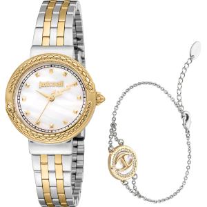 JUST CAVALLI Snake Gift Set Silver Dial 30mm Two Tone Gold Stainless Bracelet JC1L311M0055 - 47695