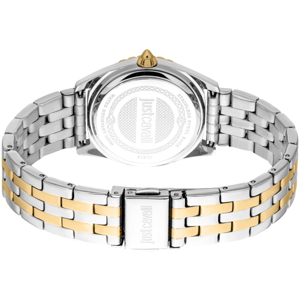 JUST CAVALLI Animalier Gift Set Silver Dial 30mm Two Tone Gold Stainless Steel Bracelet JC1L312M0095