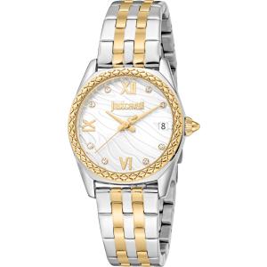 JUST CAVALLI Animalier Gift Set Silver Dial 30mm Two Tone Gold Stainless Steel Bracelet JC1L312M0095 - 47757