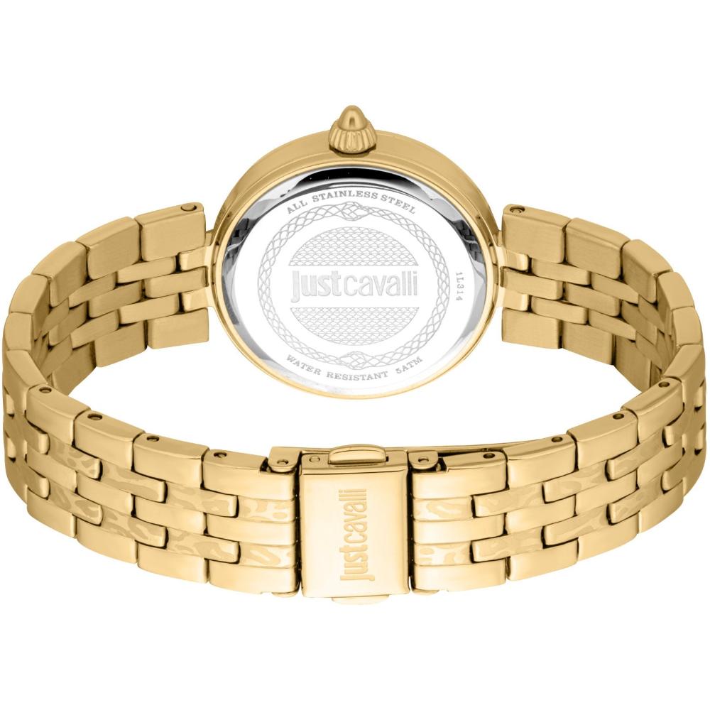 JUST CAVALLI Animalier Silver Dial 30mm Gold Stainless Steel Bracelet JC1L314M0055