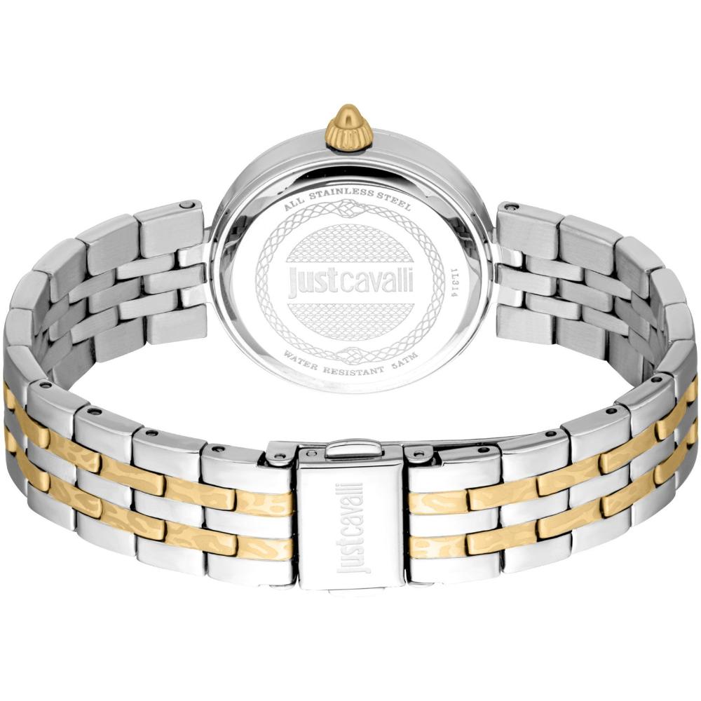 JUST CAVALLI Animalier Silver Dial 30mm Two Tone Gold Stainless Steel Bracelet JC1L314M0085