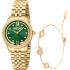 JUST CAVALLI Valentine's Gift Set Green Dial 30mm Gold Stainless Bracelet JC1L315M0065 - 0