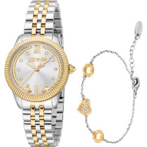 JUST CAVALLI Valentine's Silver Gift Set Dial 30mm Two Tone Gold Stainless Bracelet JC1L315M0085 - 47707