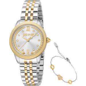JUST CAVALLI Valentine's Silver Dial 30mm Two Tone Gold Stainless Bracelet JC1L315M0085 - 47707