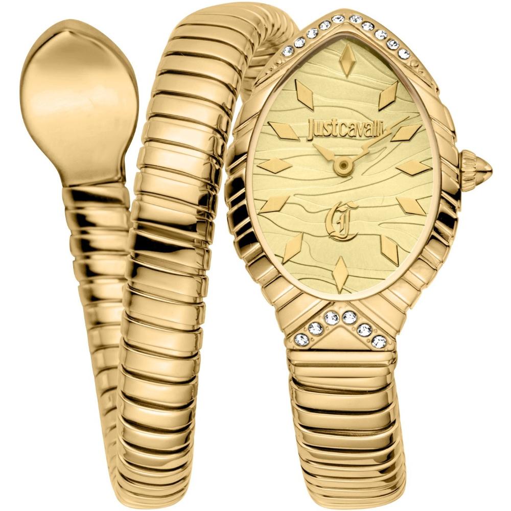 JUST CAVALLI Signature Snake Champagne Dial 23x32mm Gold Stainless Steel Bracelet JC1L322M0025