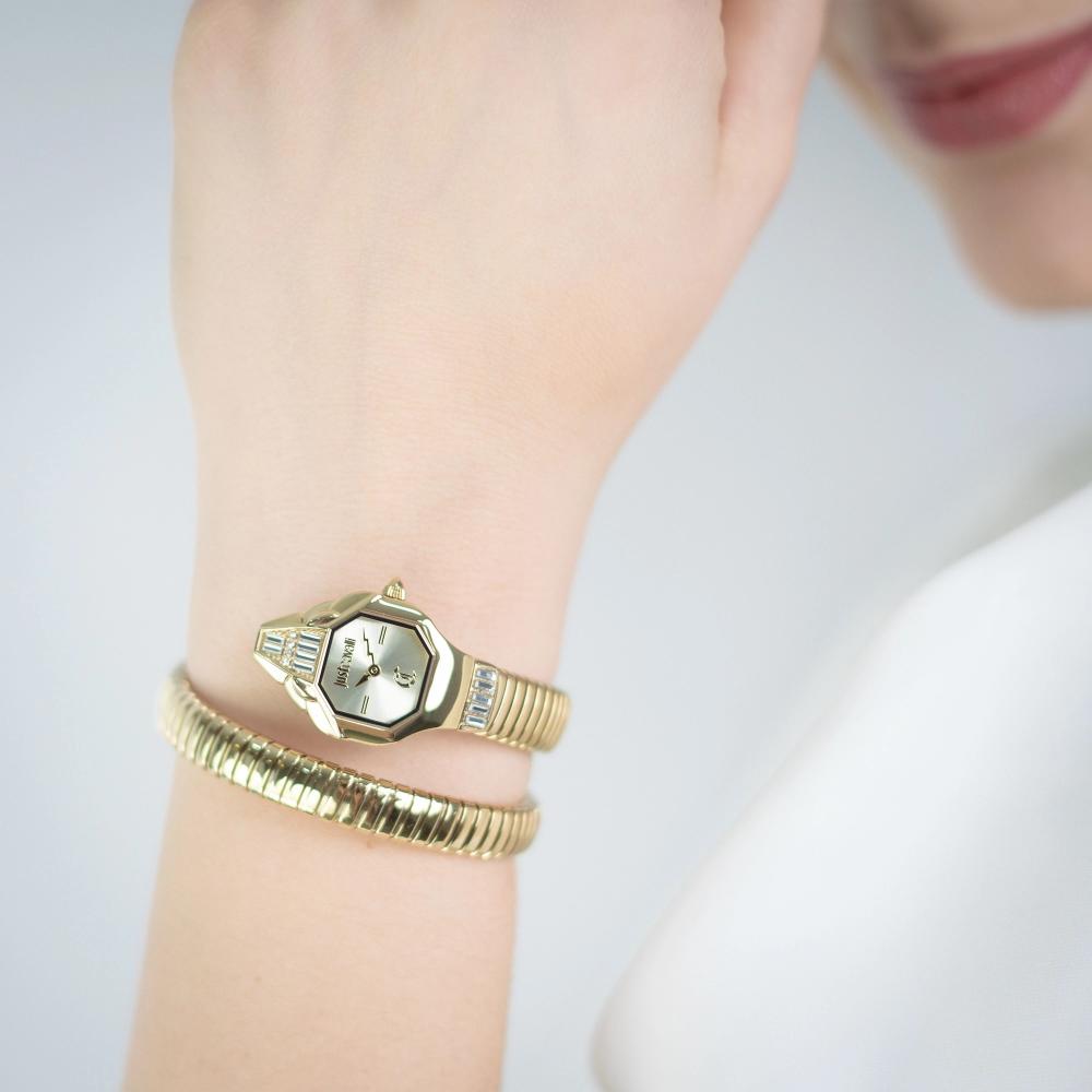 JUST CAVALLI Signature Snake Champagne Dial 20.5x29.5mm Gold Stainless Steel Bracelet JC1L326M0025