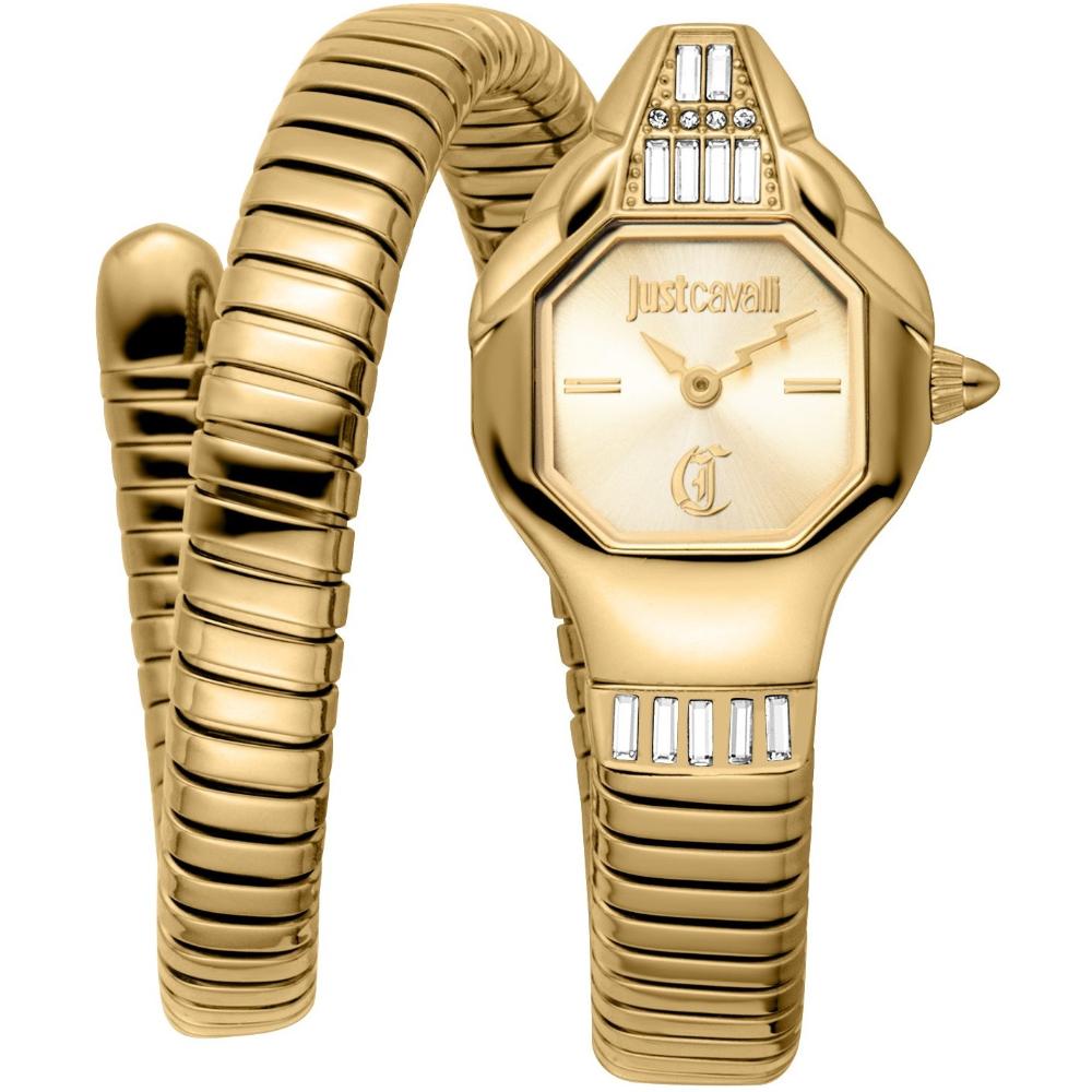 JUST CAVALLI Signature Snake Champagne Dial 20.5x29.5mm Gold Stainless Steel Bracelet JC1L326M0025