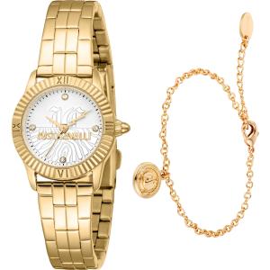 JUST CAVALLI Mini Raffinata Gift Set Silver Dial 26mm Gold Stainless Steel Bracelet JC1L328M0055 - 50996