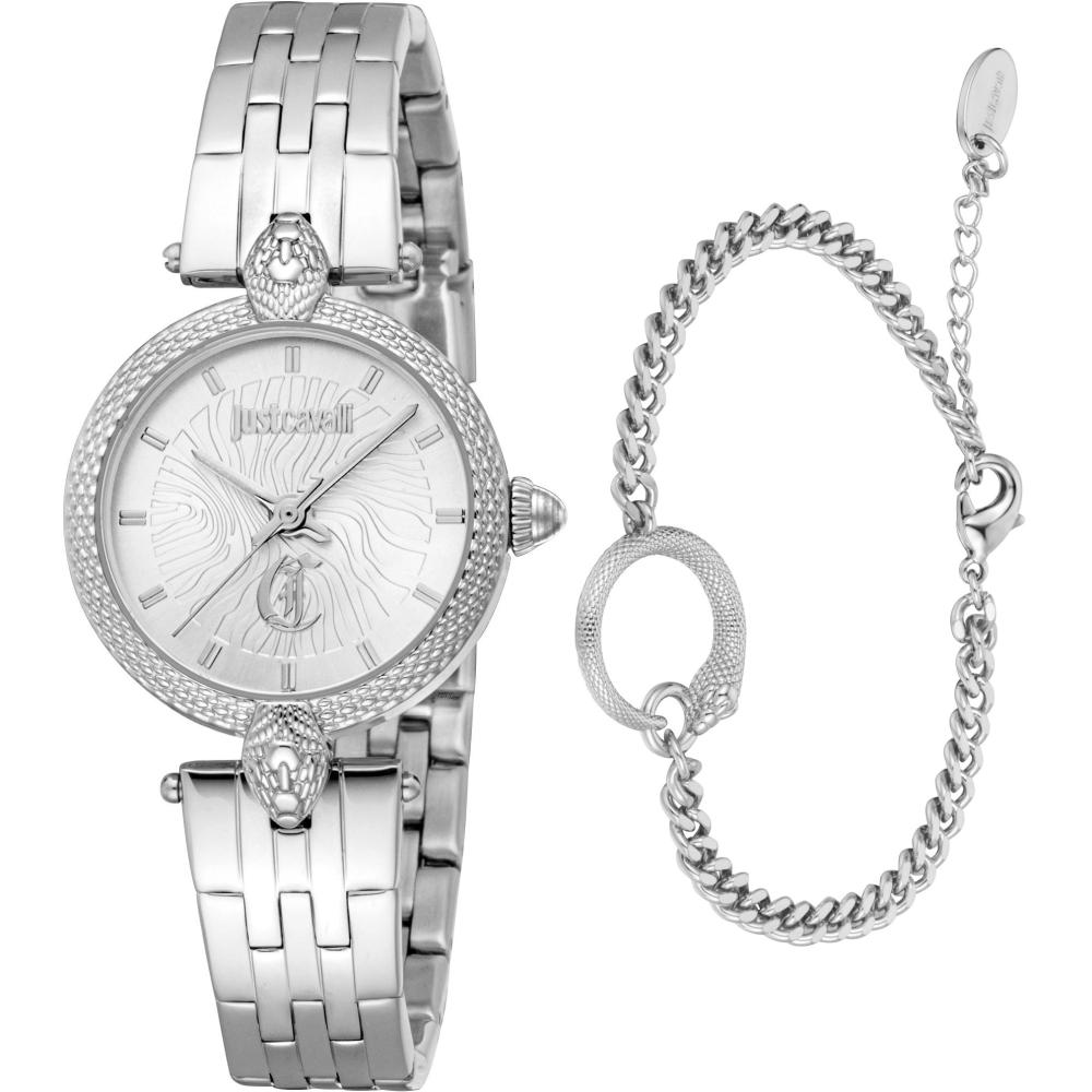 JUST CAVALLI Mini Gift Set Silver Dial 28mm Silver Stainless Steel Bracelet JC1L330M0045