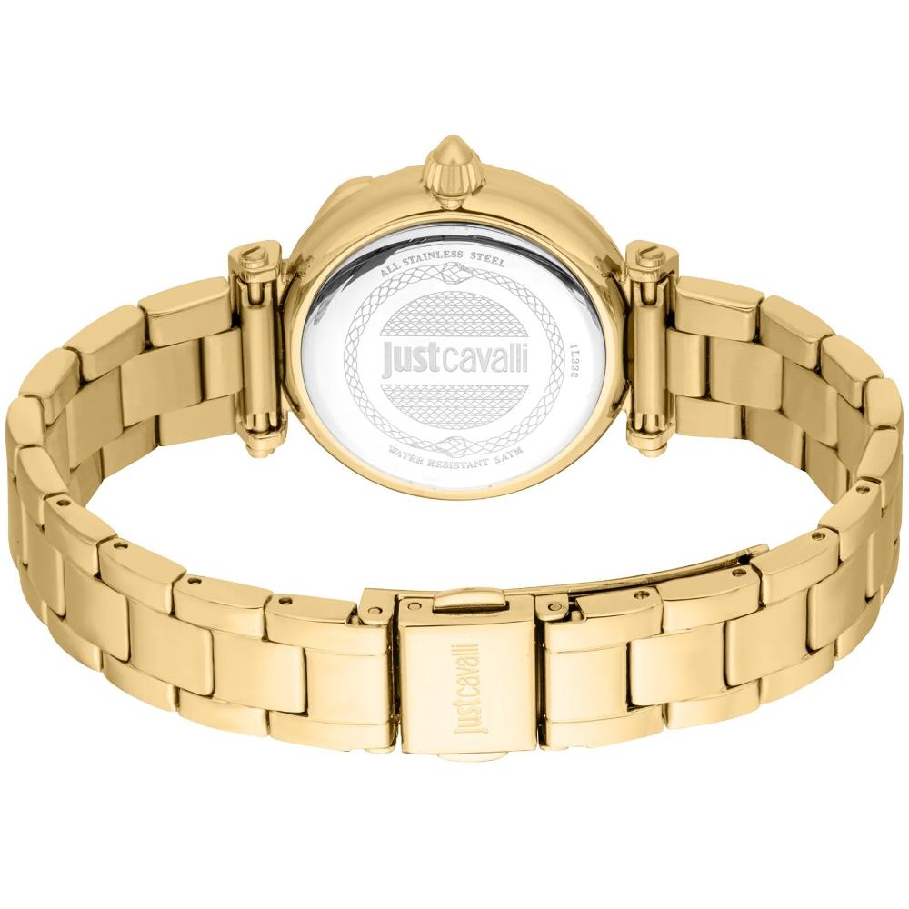 JUST CAVALLI Animalier Curiosa Gift Set Silver Dial 30mm Gold Stainless Steel Bracelet JC1L332M0055