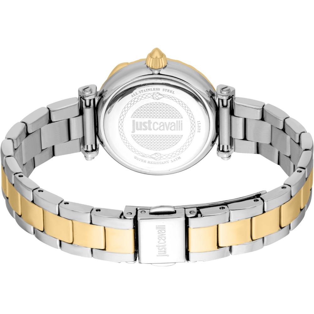 JUST CAVALLI Animalier Curiosa Gift Set Silver Dial 30mm Two Tone Gold Stainless Steel Bracelet JC1L332M0075