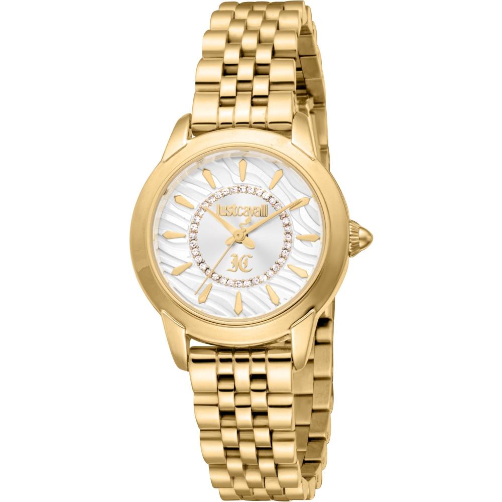 JUST CAVALLI Animalier Silver Dial 30mm Gold Stainless Steel Bracelet JC1L333M0025