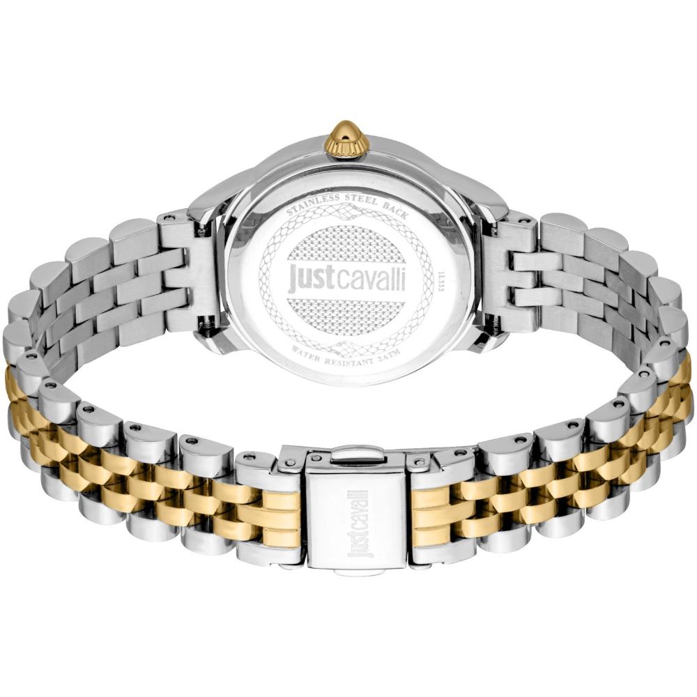 JUST CAVALLI Animalier Silver Dial 30mm Two Tone Gold Stainless Steel Bracelet JC1L333M0055