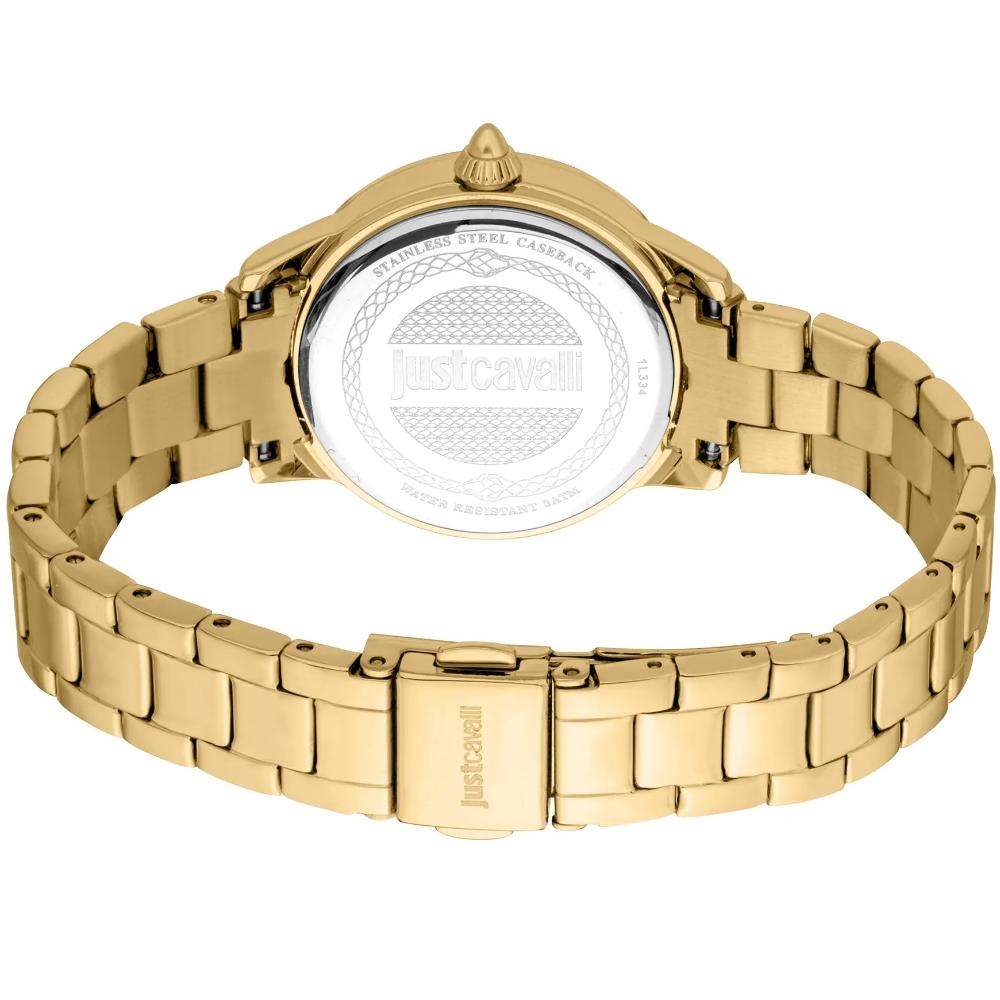 JUST CAVALLI Animalier Gift Set Silver Dial 30mm Gold Stainless Steel Bracelet JC1L334M0055