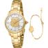 JUST CAVALLI Animalier Gift Set Silver Dial 30mm Gold Stainless Steel Bracelet JC1L334M0055 - 0