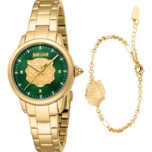 JUST CAVALLI Animalier Gift Set Green Dial 30mm Gold Stainless Steel Bracelet JC1L334M0065 - 50951