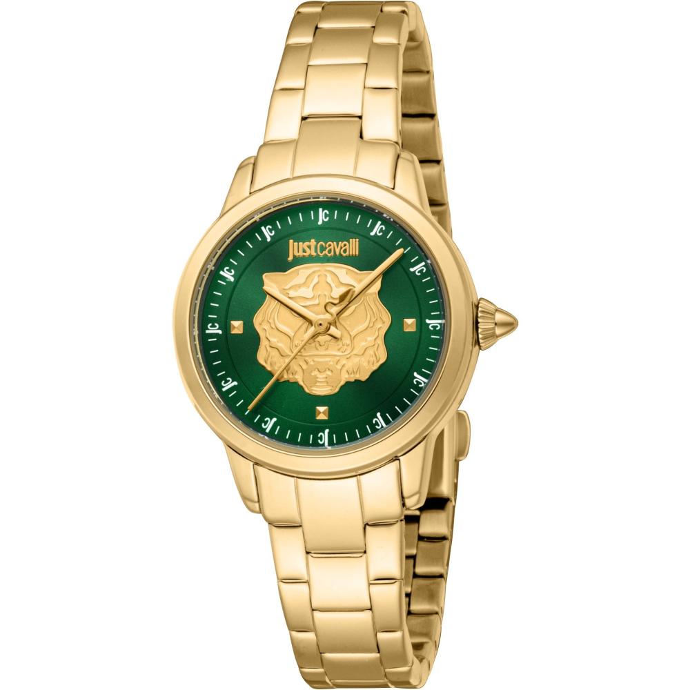 JUST CAVALLI Animalier Gift Set Green Dial 30mm Gold Stainless Steel Bracelet JC1L334M0065