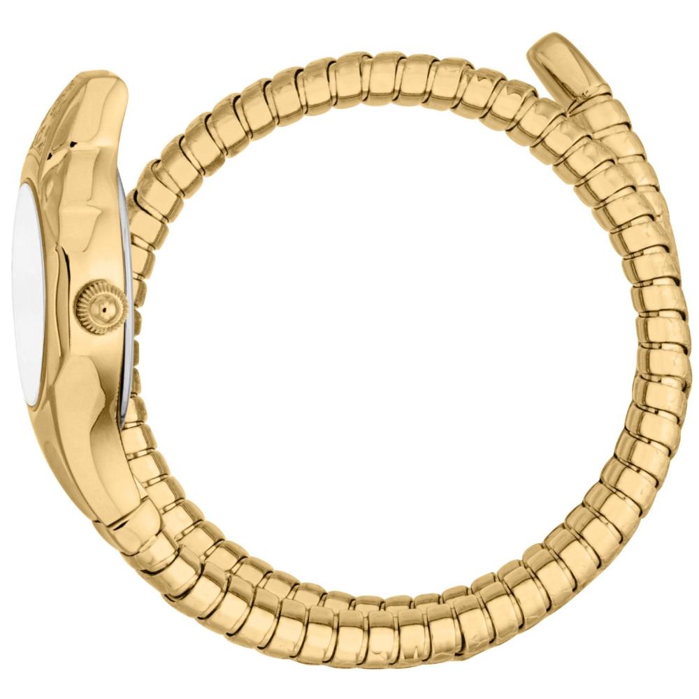 JUST CAVALLI Signature Snake Silver Dial 22x35mm Gold Stainless Steel Bracelet JC1L354M0025