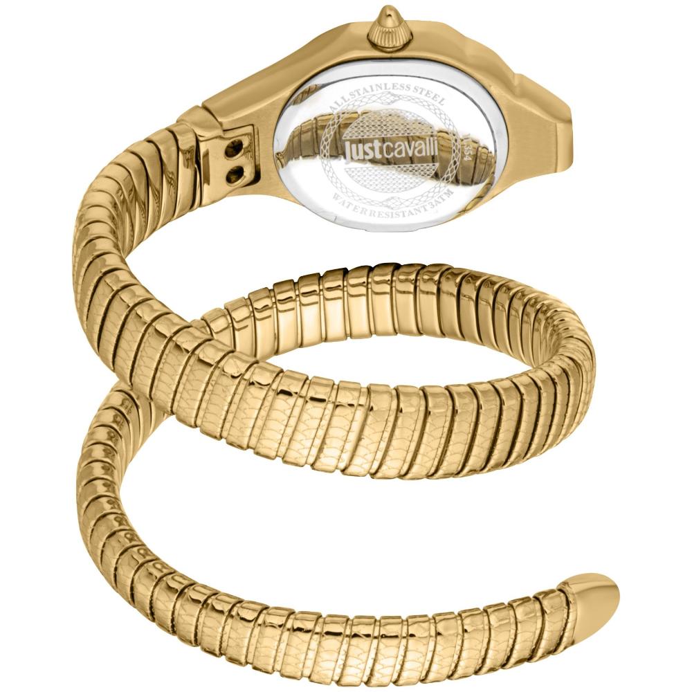 JUST CAVALLI Signature Snake Silver Dial 22x35mm Gold Stainless Steel Bracelet JC1L354M0025