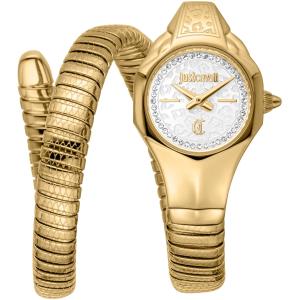 JUST CAVALLI Signature Snake Silver Dial 22x35mm Gold Stainless Steel Bracelet JC1L354M0025 - 60870