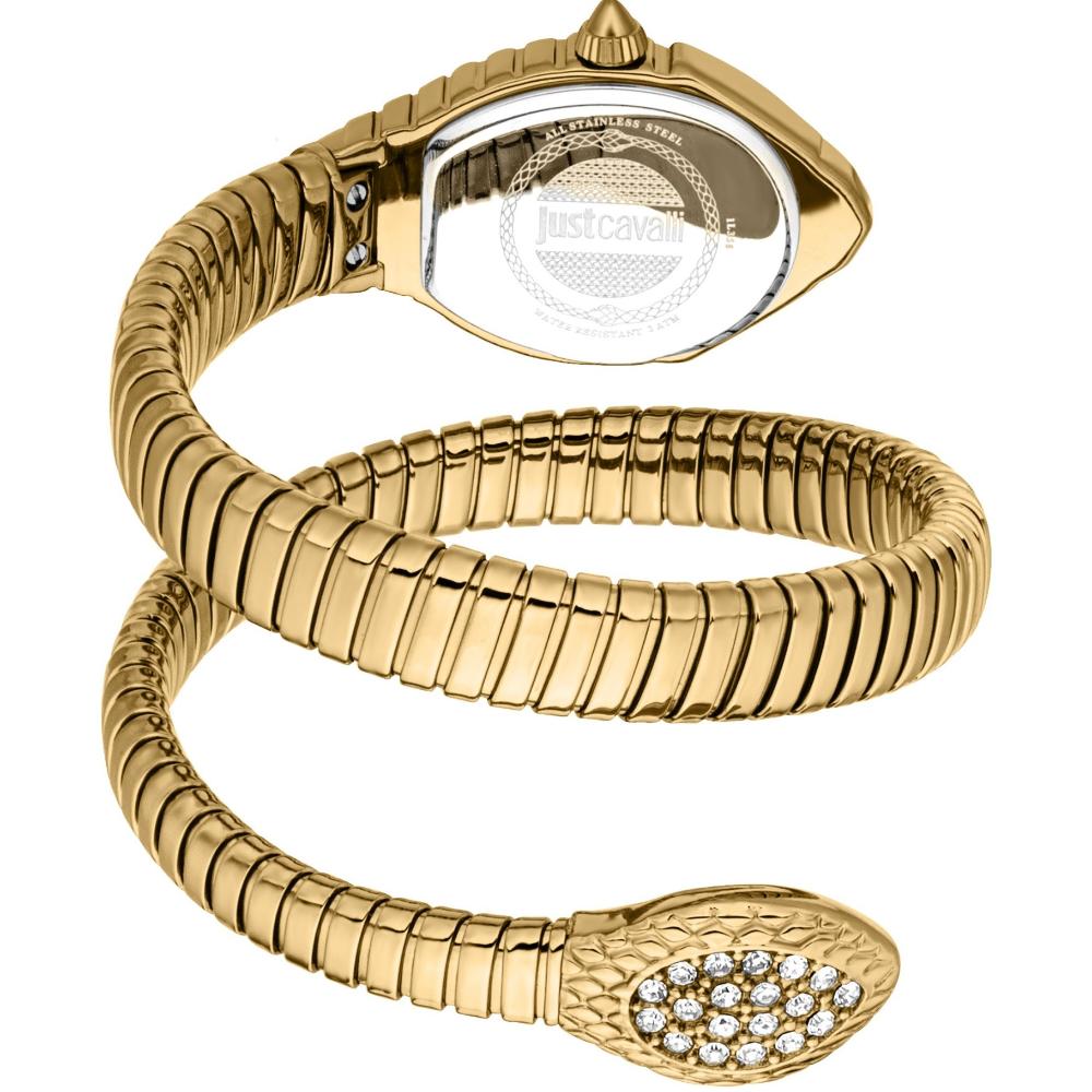 JUST CAVALLI Signature Snake Champagne Dial 22x28mm Gold Stainless Steel Bracelet JC1L356M0025
