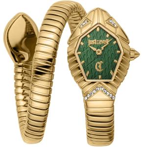 JUST CAVALLI Signature Snake Green Dial 22x28mm Gold Stainless Steel Bracelet JC1L356M0035 - 60854