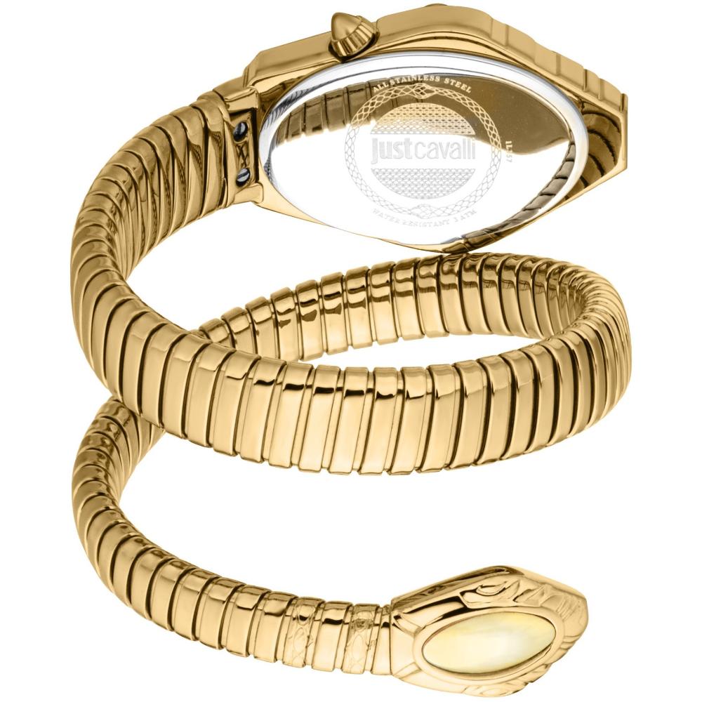 JUST CAVALLI Signature Snake Champagne Dial 22x35mm Gold Stainless Steel Bracelet JC1L357M0025