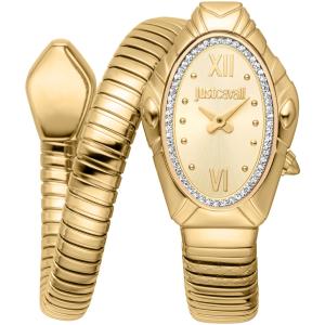 JUST CAVALLI Signature Snake Champagne Dial 22x35mm Gold Stainless Steel Bracelet JC1L357M0025 - 60876