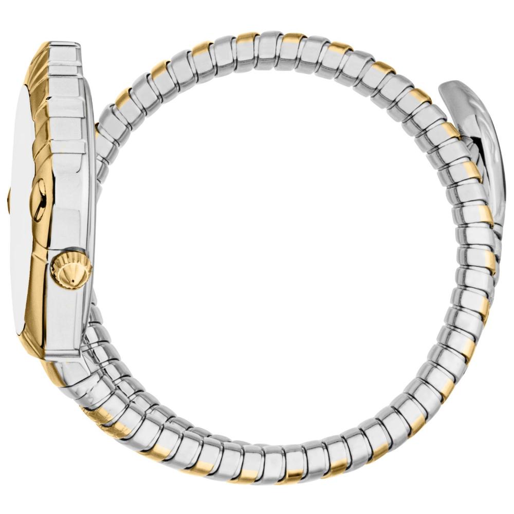 JUST CAVALLI Signature Snake White MOP Dial 22x35mm Two-Tone Gold Stainless Steel Bracelet JC1L357M0055