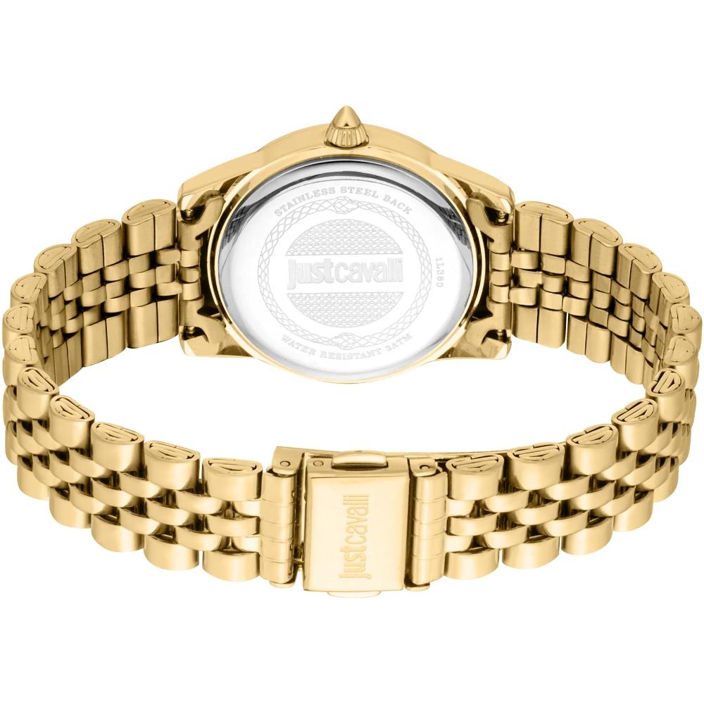 JUST CAVALLI Animalier Sublime Gift Set Silver Dial 30mm Gold Stainless Steel Bracelet JC1L360M0055