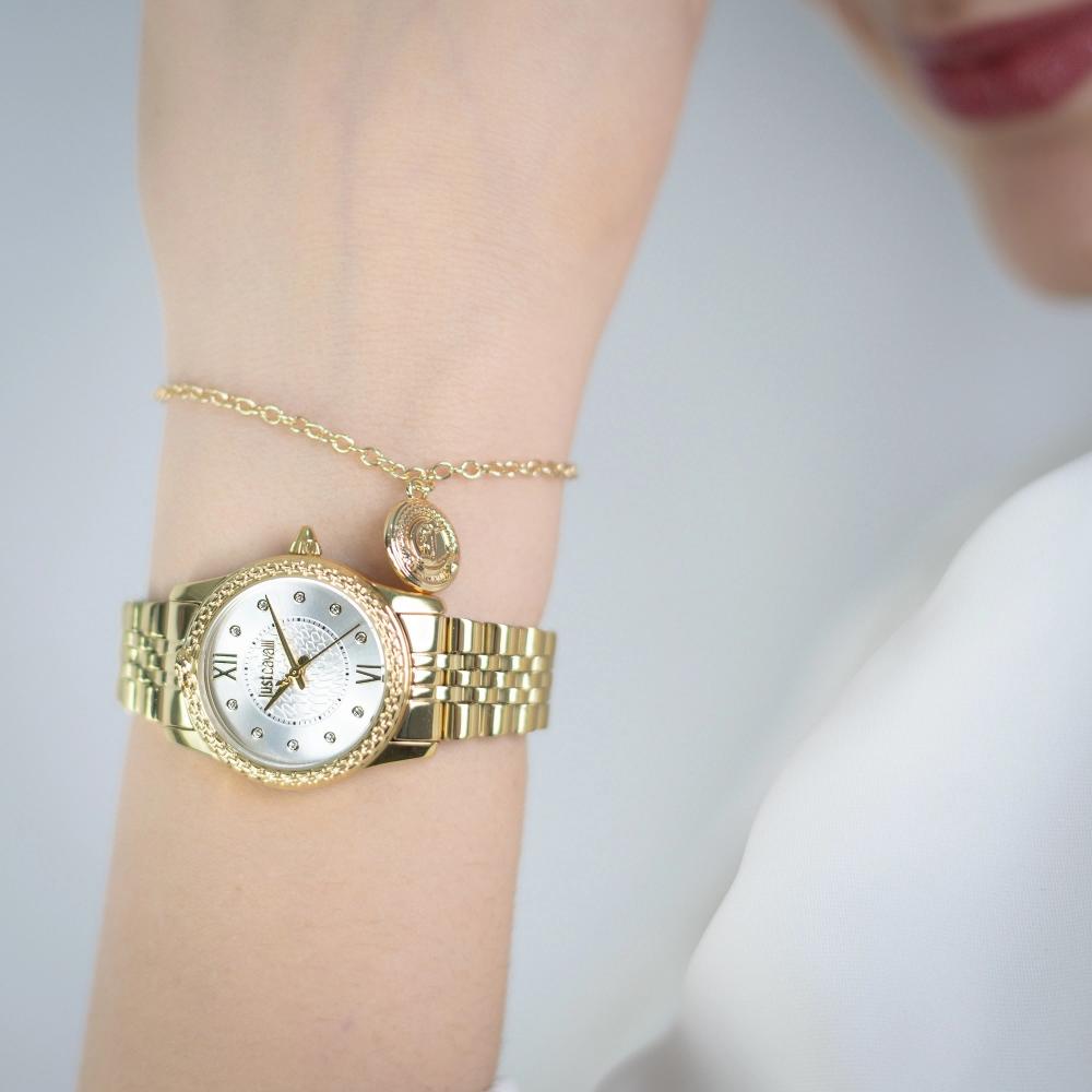 JUST CAVALLI Animalier Sublime Gift Set Silver Dial 30mm Gold Stainless Steel Bracelet JC1L360M0055 - 6