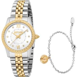 JUST CAVALLI Animalier Sublime Gift Set Silver Dial 30mm Two-Tone Gold Stainless Steel Bracelet JC1L360M0075 - 60906