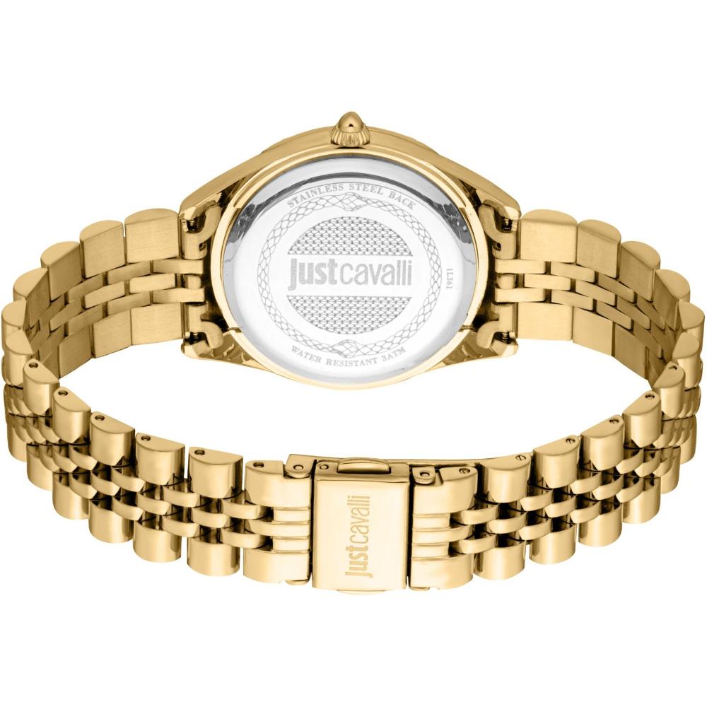 JUST CAVALLI Glam Gift Set White MOP Dial 32mm Gold Stainless Steel Bracelet JC1L361M0055