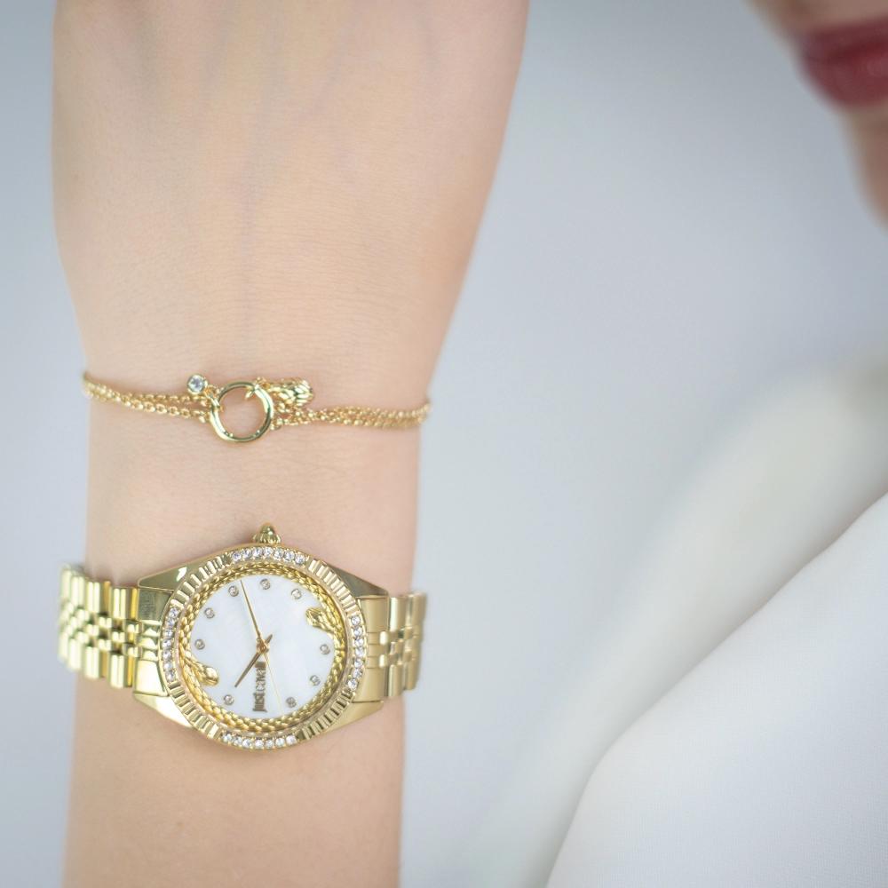 JUST CAVALLI Glam Gift Set White MOP Dial 32mm Gold Stainless Steel Bracelet JC1L361M0055 - 6