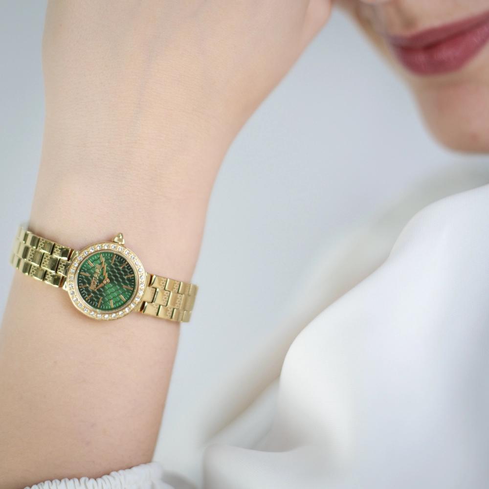 JUST CAVALLI Mini Serenata Green Dial 23mm Gold Stainless Steel Bracelet JC1L362M0065