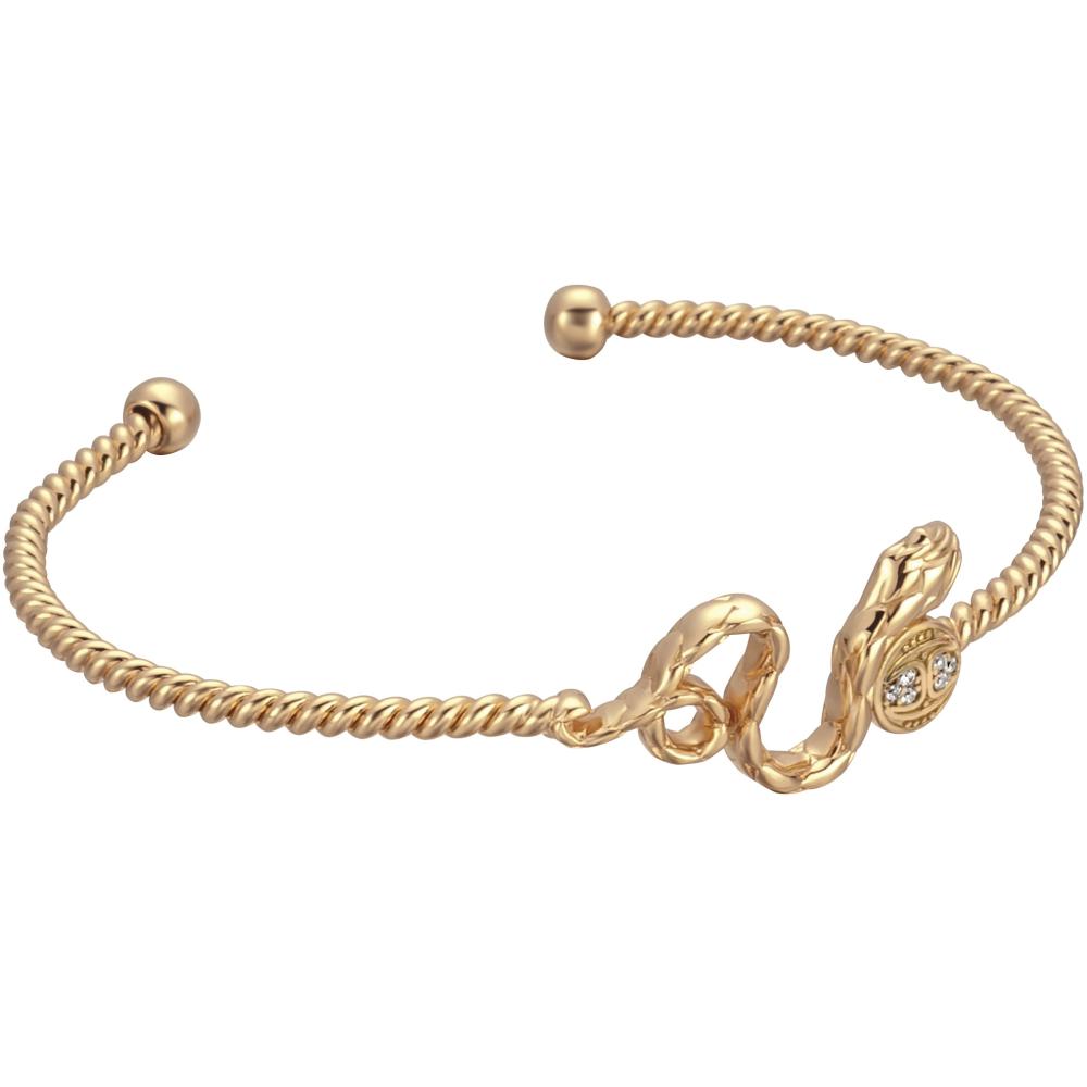 JUST CAVALLI Sempre Cuff Bracelet Gold Stainless Steel with Cubic Zirconia JCBA00950200