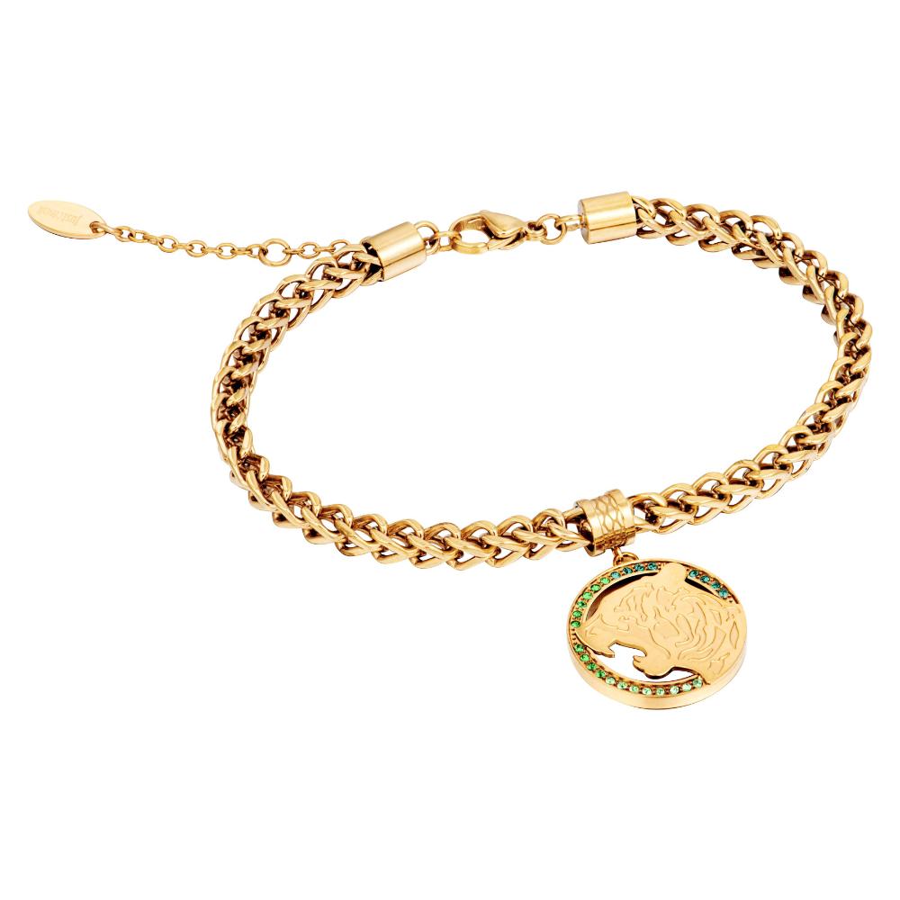 JUST CAVALLI Animalier Gold Stainless Steel With Cubic Zirconia JCBR01532300