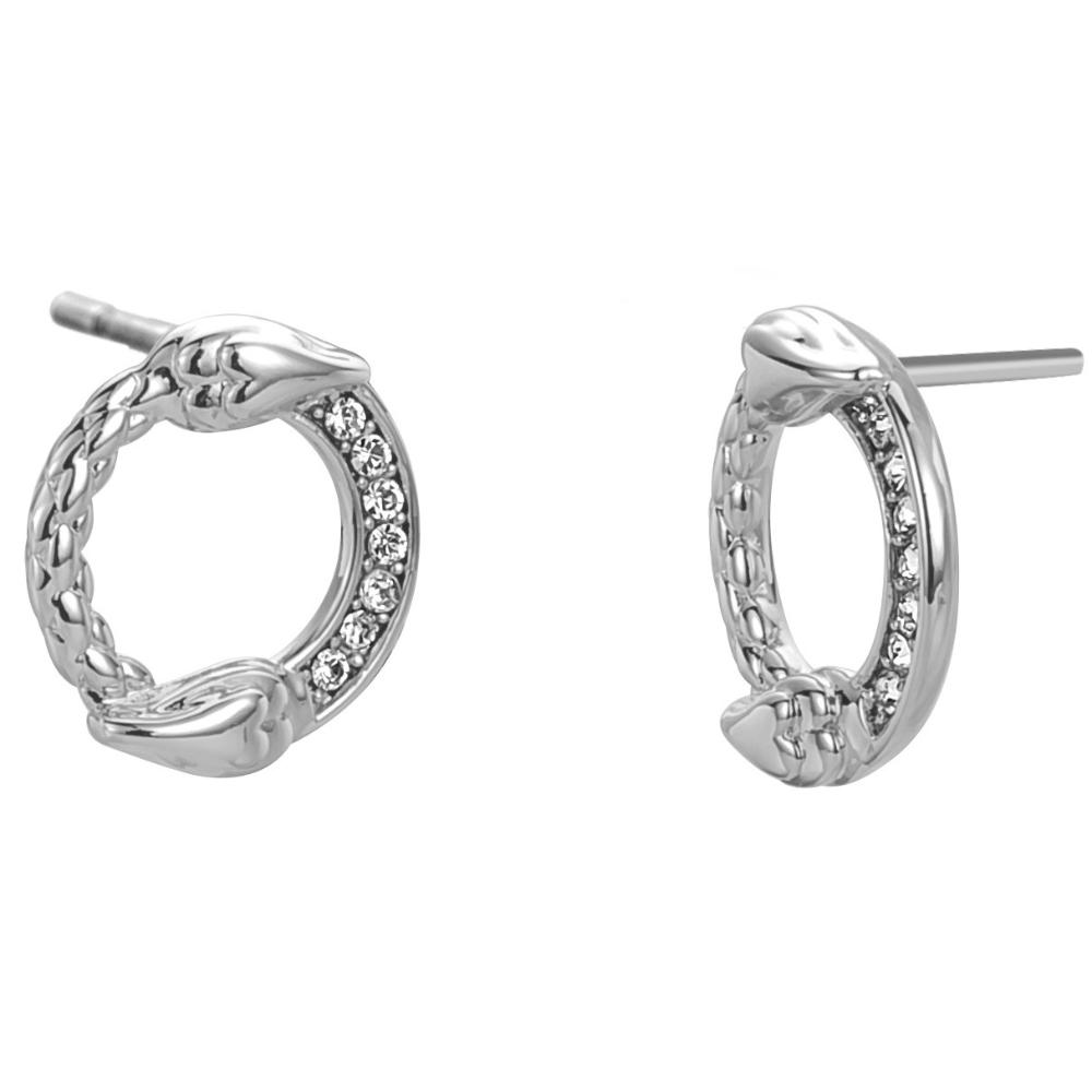 JUST CAVALLI Logo Earrings Silver Stainless Steel with Cubic Zirconia JCER00800100