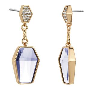 JUST CAVALLI Zaffiro Earrings Gold Stainless Steel with Amethyst Glass Stones and Cubic Zirconia JCER01033200 - 40492