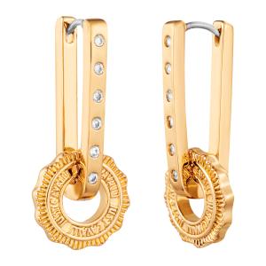 JUST CAVALLI Logo Earrings Gold Stainless Steel With Cubic Zirconia JCER01773200 - 47779