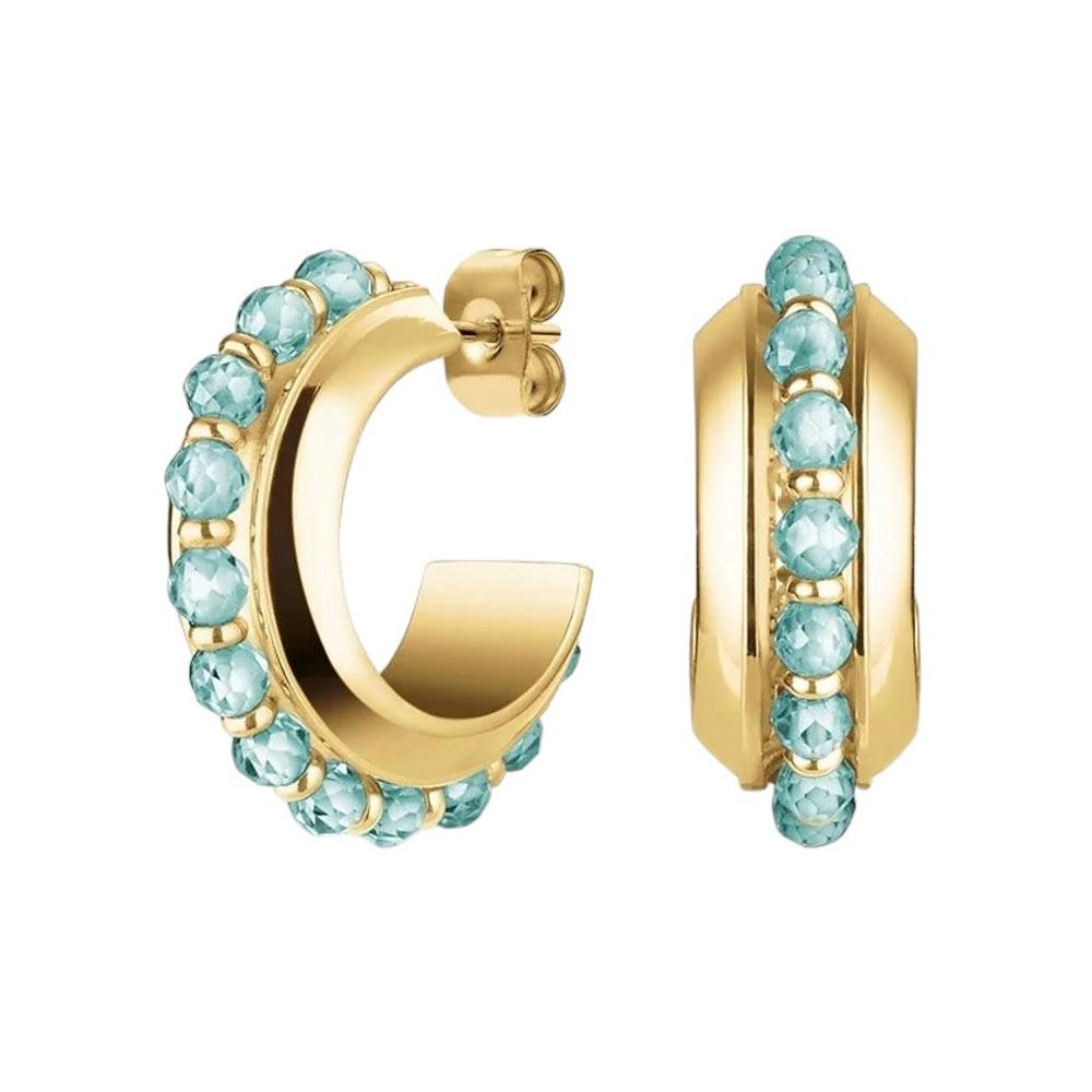 ROSEFIELD Earrings Blue Beads Hoops Gold Stainless Steel JEBBG-J818